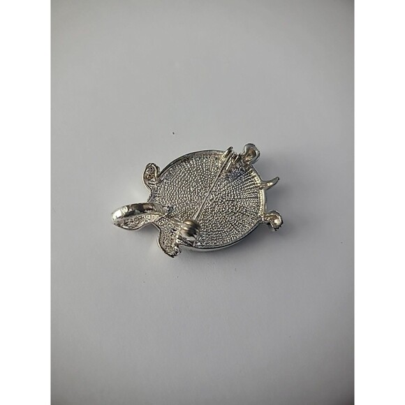 Vintage Brooch Turtle Shell Silver Tone Reptile Jewelry Costume - Picture 6 of 10